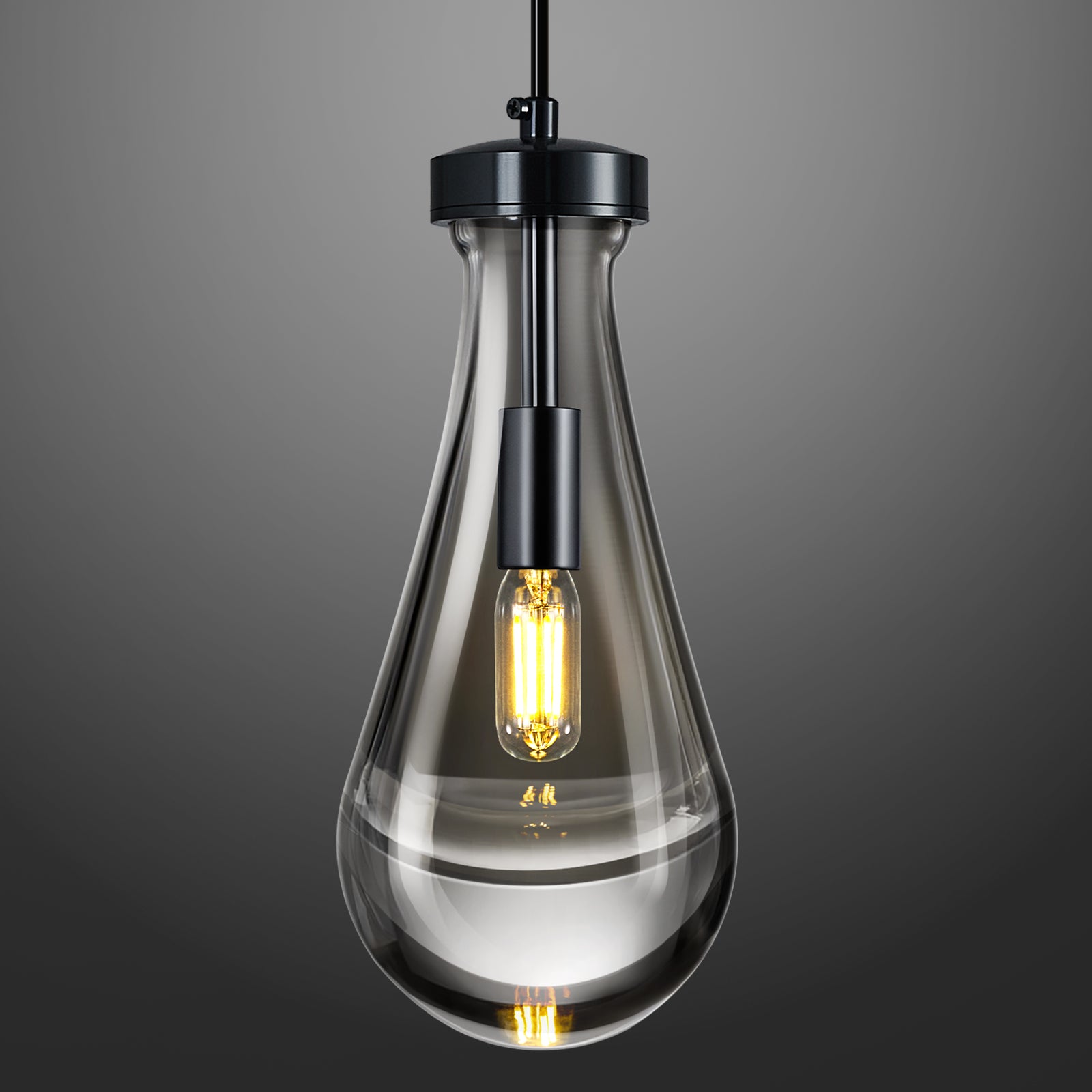 Raindrop Clear Solid Glass Adjustable Suspension Cord Pendant Light