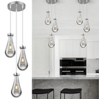 Raindrop Clear Solid Glass Adjustable Suspension Cord Pendant Light