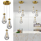 Raindrop Clear Solid Glass Adjustable Suspension Cord Pendant Light