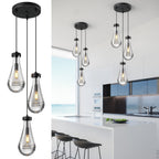 Raindrop Clear Solid Glass Adjustable Suspension Cord Pendant Light