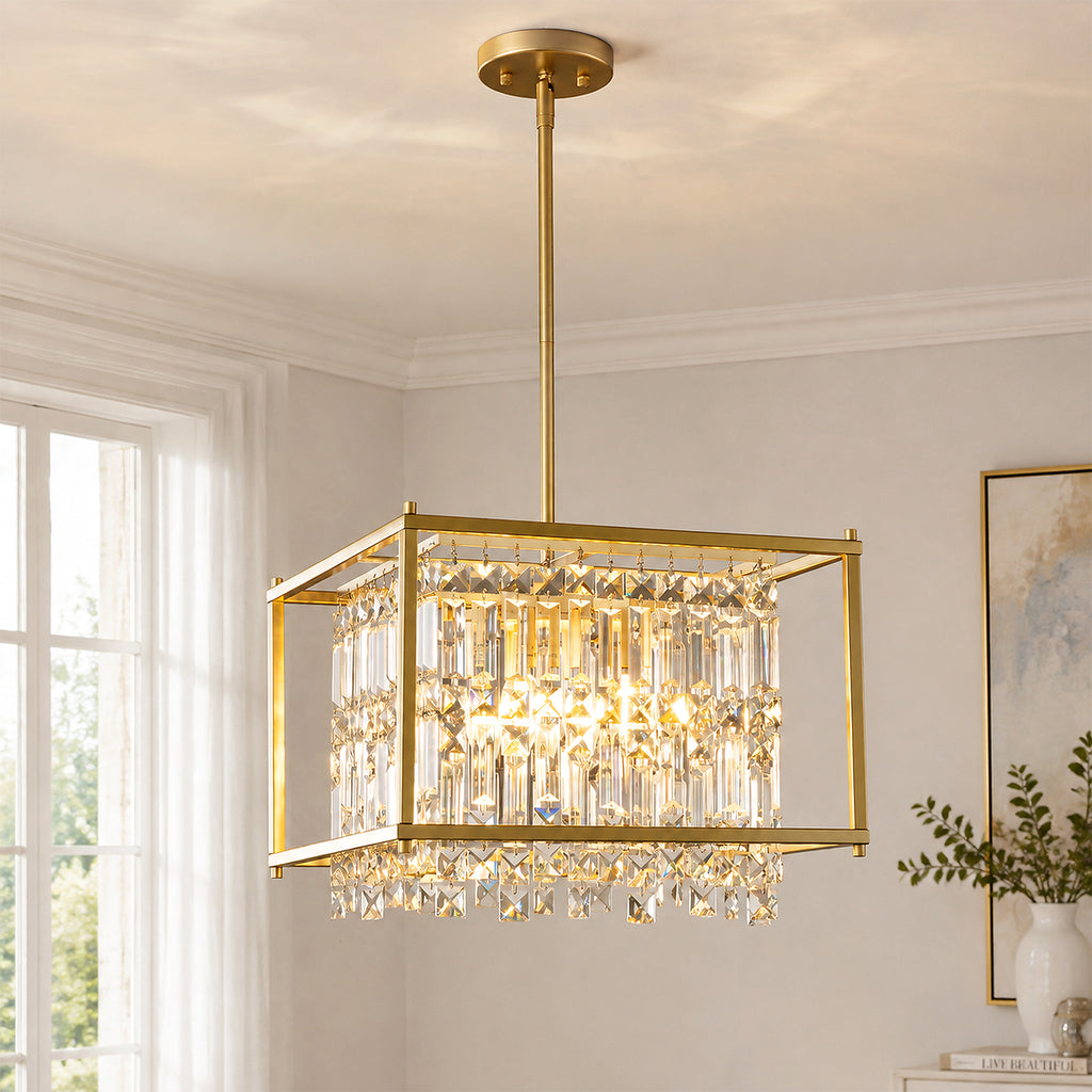 Modern Farmhouse Style Geometric Crystal Chandelier