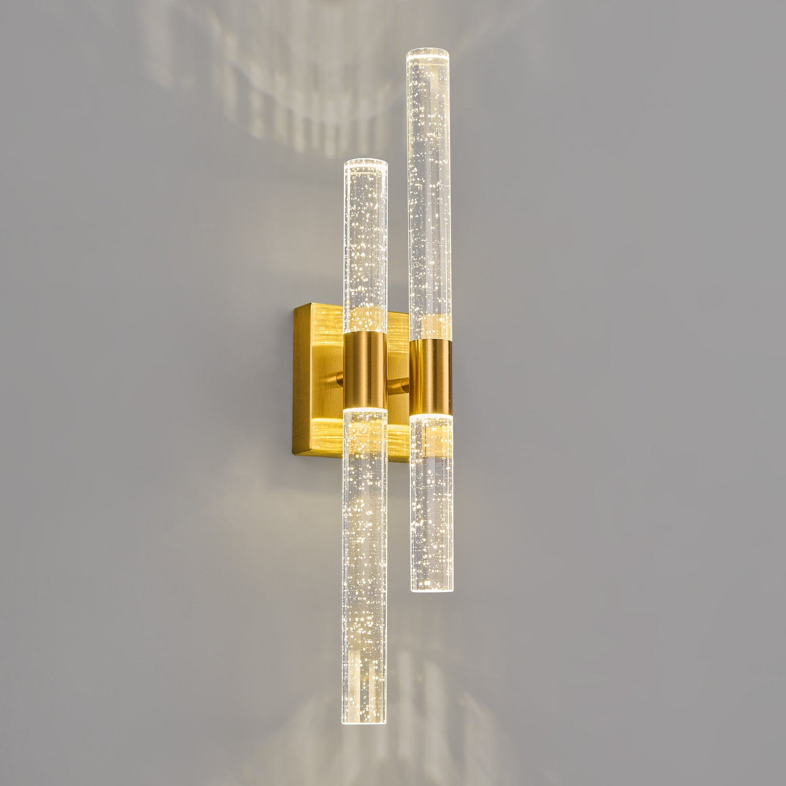 Contemporary Luxury Asymmetric Dual Bubble Crystal Tube LED Wall Sconce