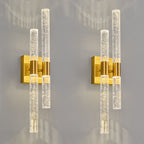 Contemporary Luxury Asymmetric Dual Bubble Crystal Tube LED Wall Sconce