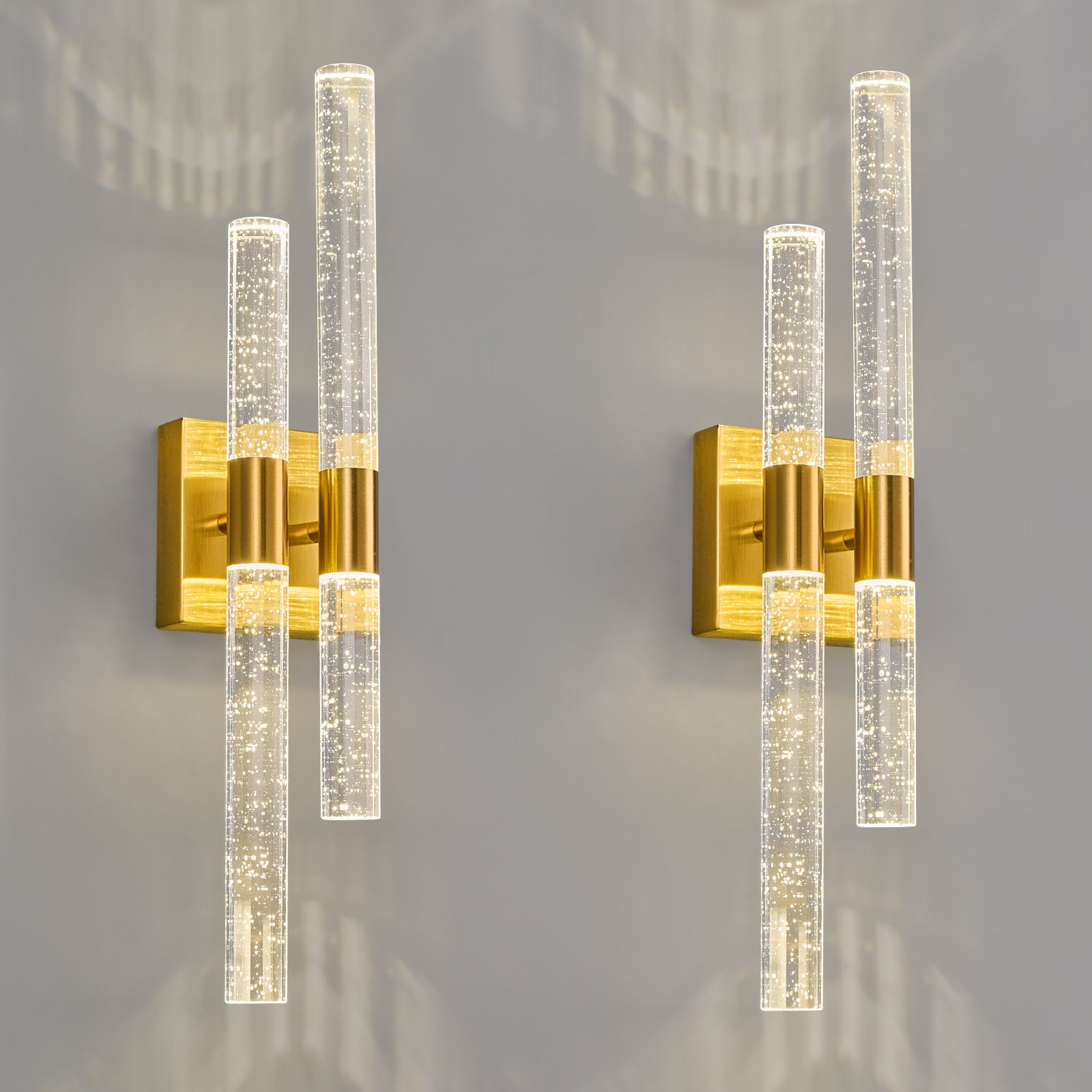 Contemporary Luxury Asymmetric Dual Bubble Crystal Tube LED Wall Sconce