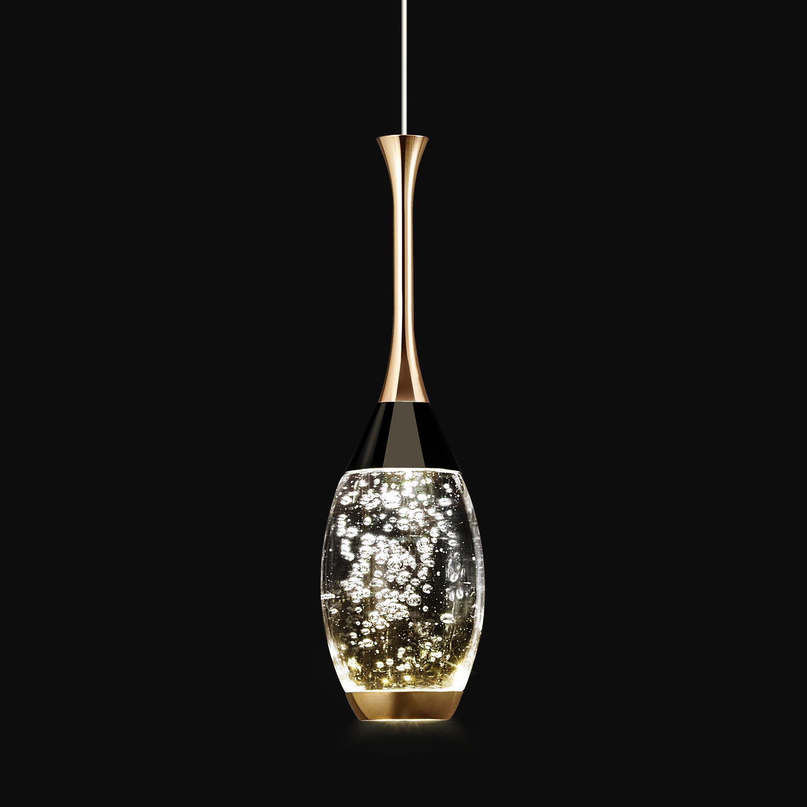 Mini Teardrop LED Black Gold Crystal Pendant Light