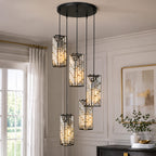 Luxury Frame Rectangular Crystal Linear Pendant Light