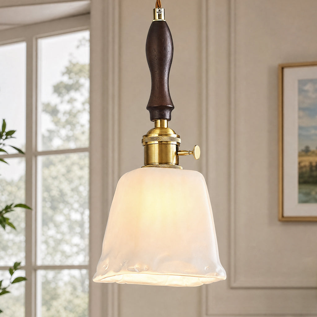Farmhouse Vintage Textured Glass Hanging Pendant Light