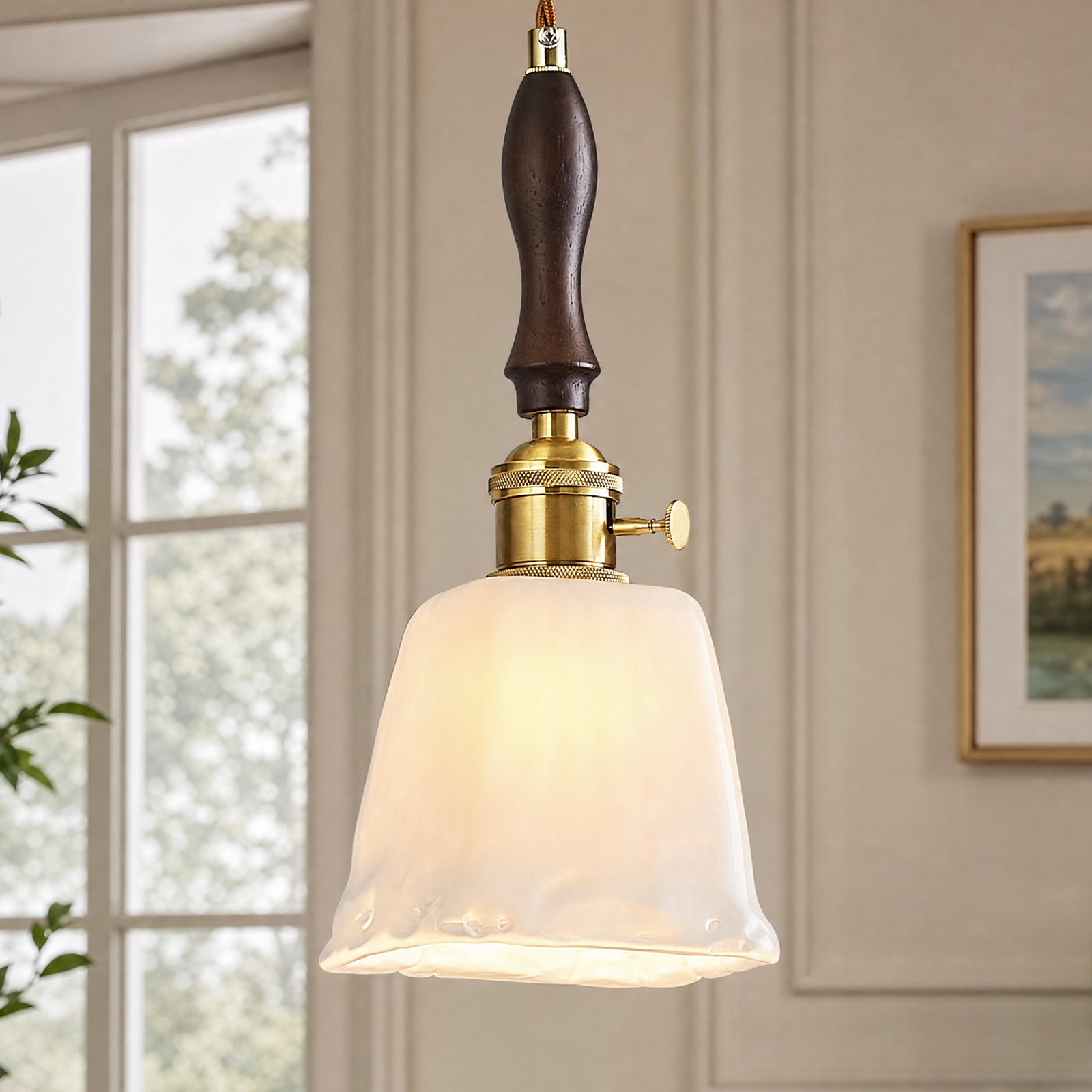 Farmhouse Vintage Textured Glass Hanging Pendant Light