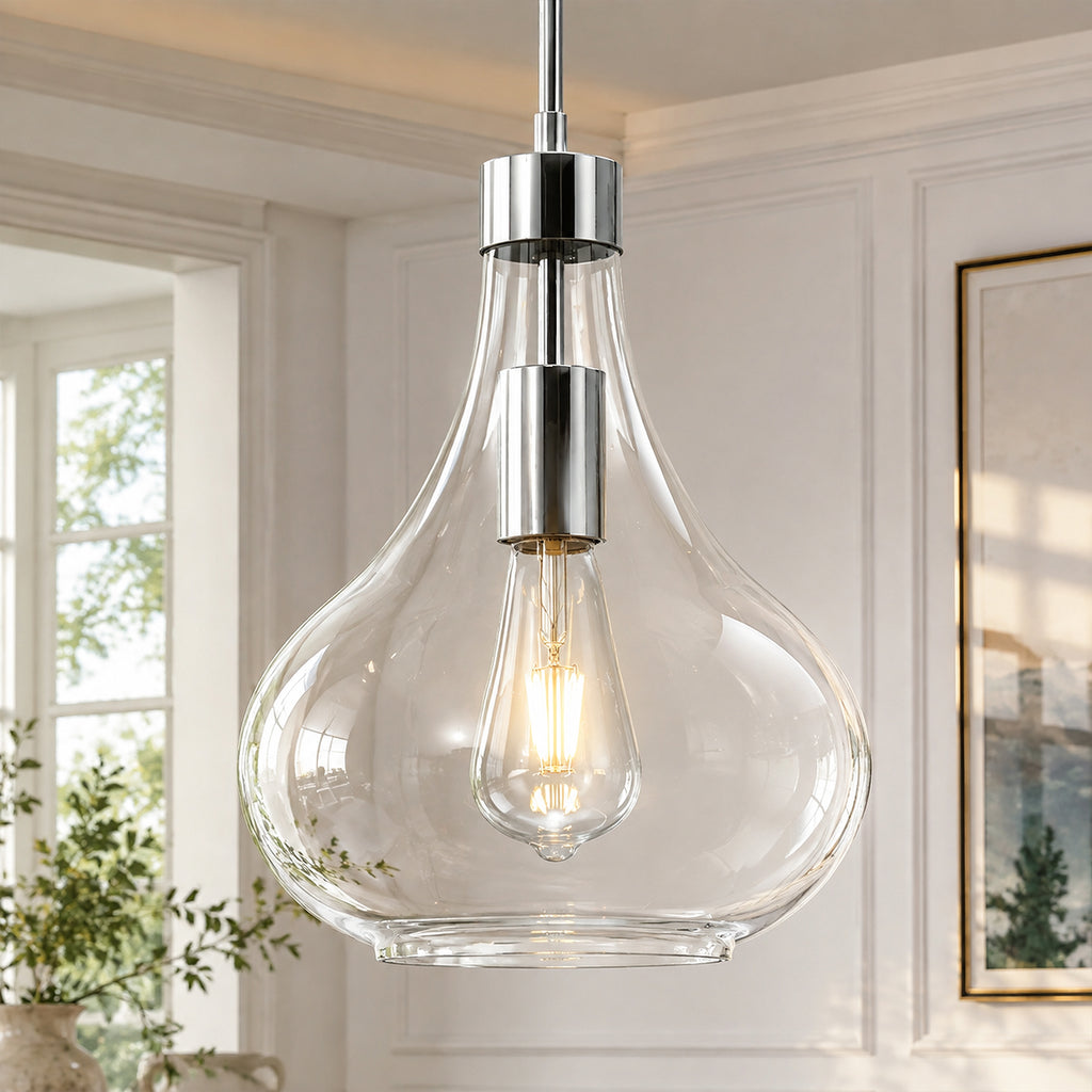 Modern Teardrop Shaped Glass Hanging Single Pendant Light