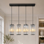 Minimalist Vertical Faceted Crystal Cylinder Pendant Light