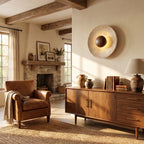 Wabi Sabi Disc-shaped Travertine Wall Sconce