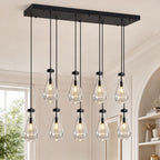 Raindrop Clear Solid Glass Adjustable Suspension Cord Pendant Light