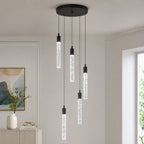 Modern Cylinder Bubble Linear Hanging Crystal LED Pendant Light
