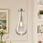Raindrop Clear Solid Glass Adjustable Suspension Cord Pendant Light