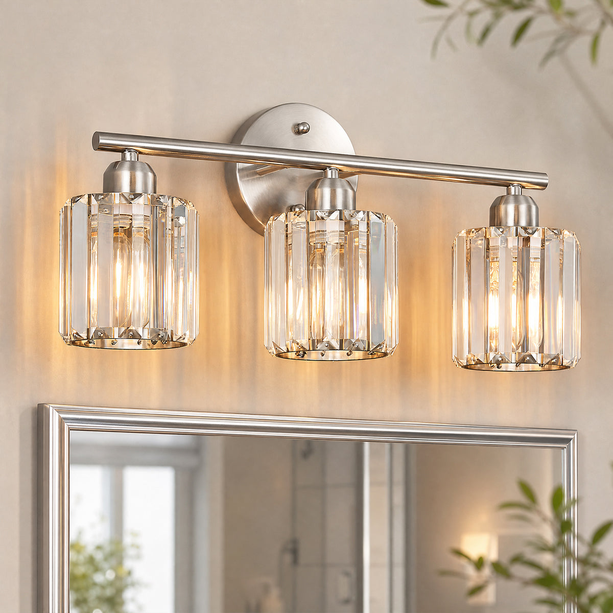 Modern Linear Fluted Crystal Bathroom Vanity Light