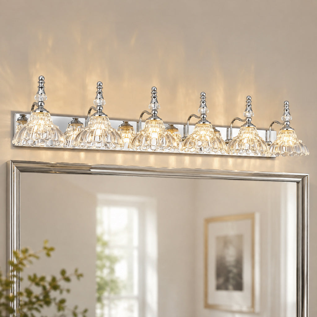 Vintage Clear Flower Glass Shade  Bathroom Vanity