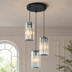 Minimalist Vertical Faceted Crystal Cylinder Pendant Light