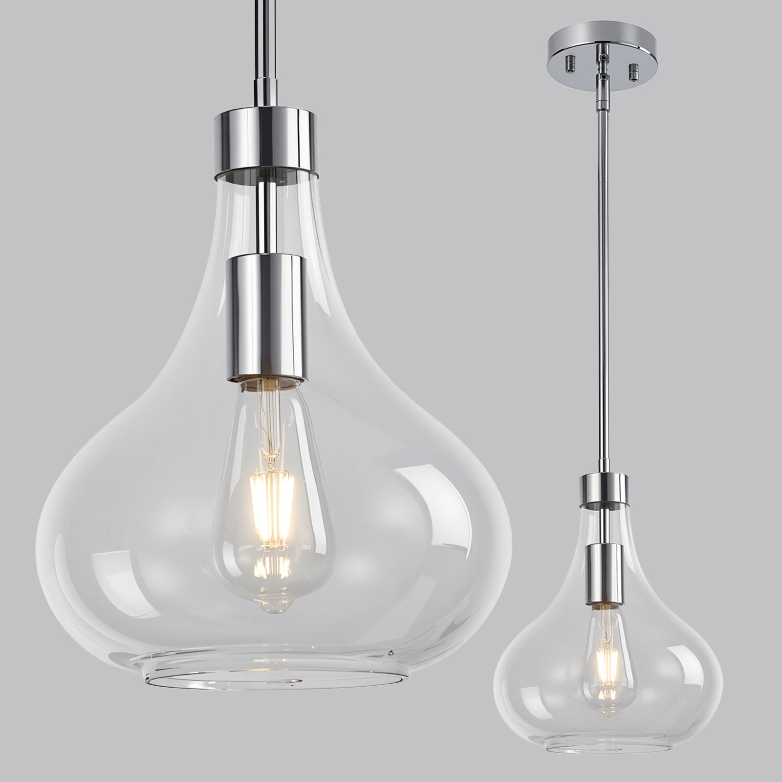 Modern Teardrop Shaped Glass Hanging Single Pendant Light