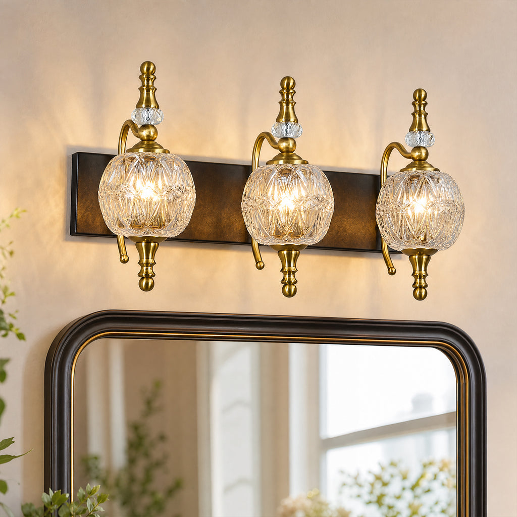 Classic Vintage Round Textured Glass Bathroom Vanity Light