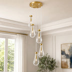 Raindrop Clear Solid Glass Adjustable Suspension Cord Pendant Light