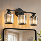 Modern Linear Fluted Crystal Bathroom Vanity Light