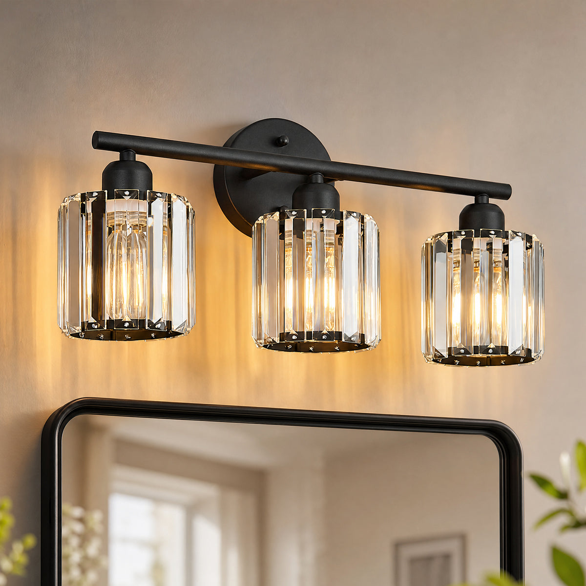 Modern Linear Fluted Crystal Bathroom Vanity Light