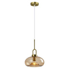 Minimalist Oval Shaped Glass Pendant Light with U-shaped Brass Handle