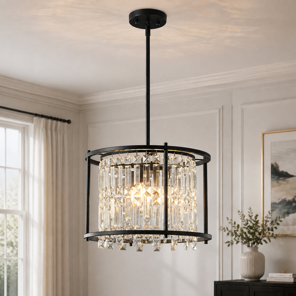 Modern Farmhouse Style Geometric Crystal Chandelier