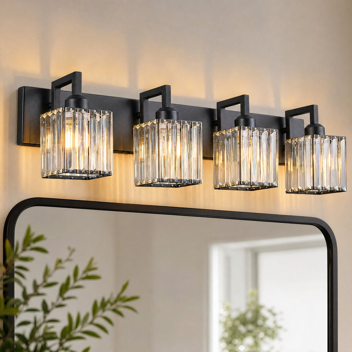 Modern Minimalist Vertical Rectangular Crystal Vanity Light