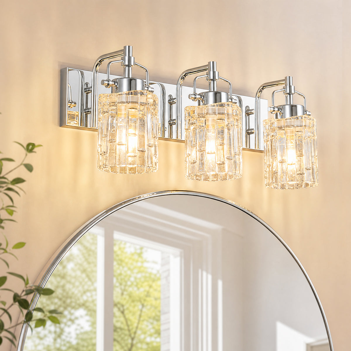 Contemporary Luxury Cylinder Fluted Glass Vanity Light