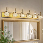Vintage Embossed Textured Glass Curved Metal Arm Bathroom Vanity Light