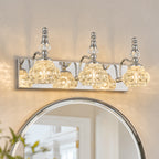 Vintage Embossed Textured Glass Curved Metal Arm Bathroom Vanity Light