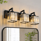 Modern Minimalist Vertical Rectangular Crystal Vanity Light