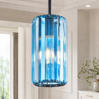 Minimalist Vertical Faceted Crystal Cylinder Pendant Light
