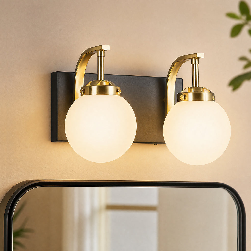 Modern Opal Globe Milky Glass Bathroom Vanity Light