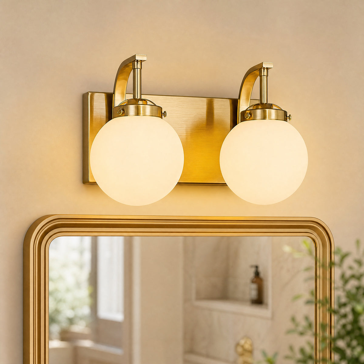 Modern Opal Globe Milky Glass Bathroom Vanity Light