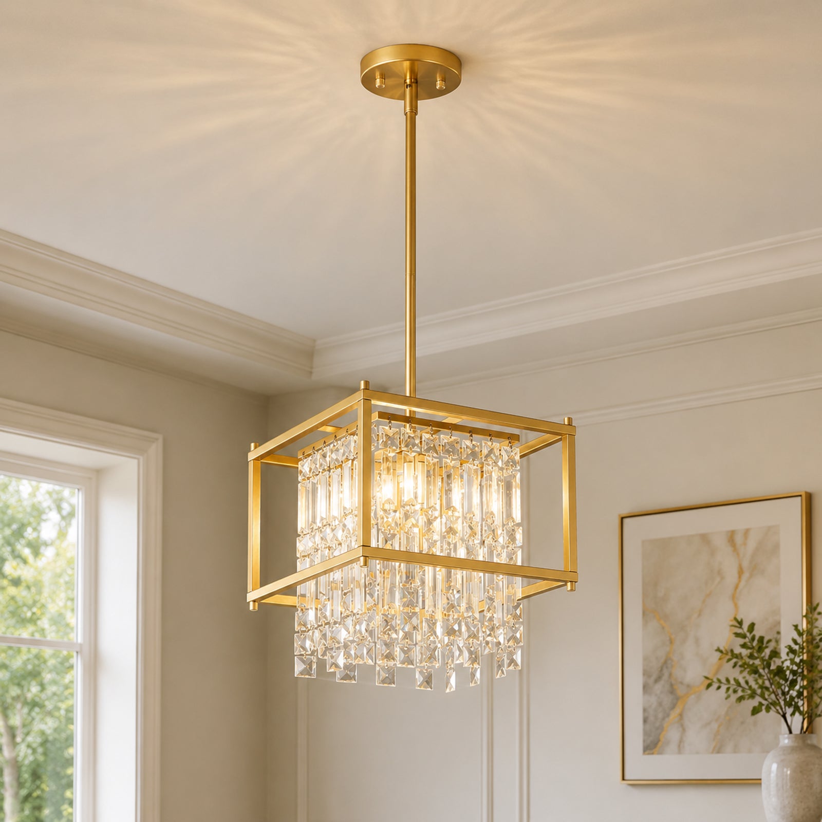 Modern Farmhouse Style Geometric Crystal Chandelier