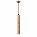 Modern Long Cylinder Travertine Wood Pendant Light