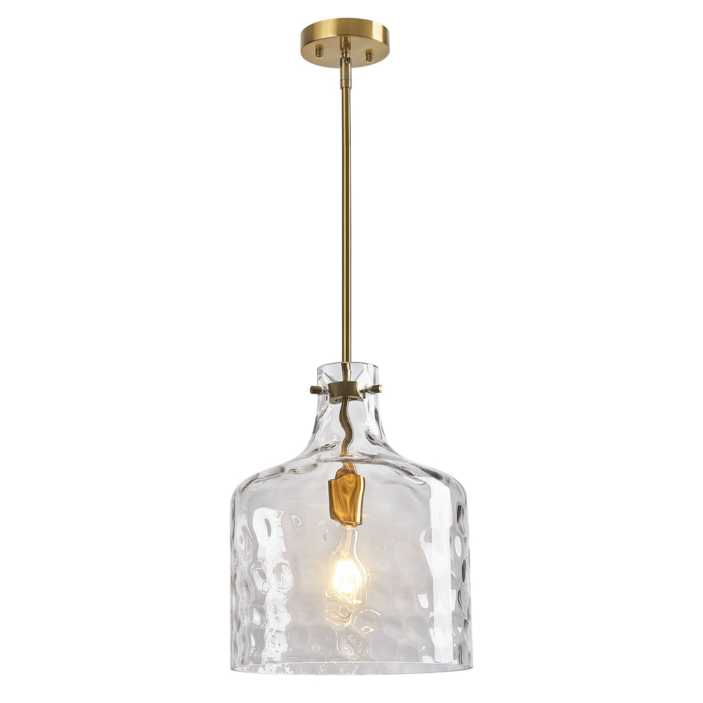 Farmhouse Clear Hammered Glass Pendant Light