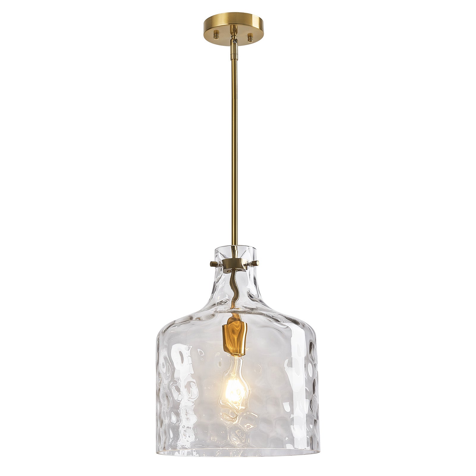 Farmhouse Clear Hammered Glass Pendant Light