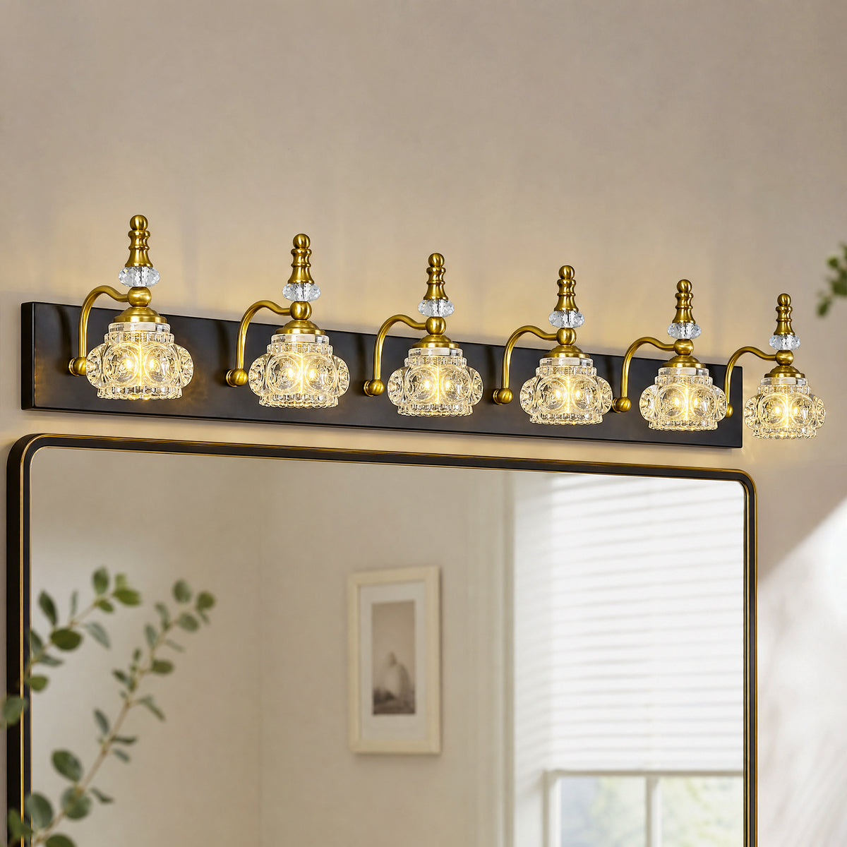 Vintage Embossed Textured Glass Curved Metal Arm Bathroom Vanity Light