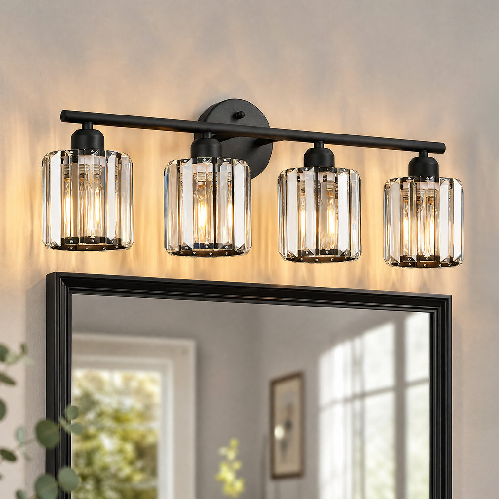 Modern Linear Fluted Crystal Bathroom Vanity Light