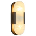 Minimal Luxury Elongated Oval Natural Alabaster Stone Wall Sconce