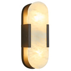 Minimal Luxury Elongated Oval Natural Alabaster Stone Wall Sconce