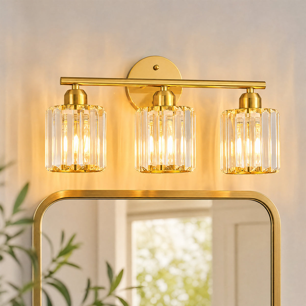 Modern Linear Fluted Crystal Bathroom Vanity Light
