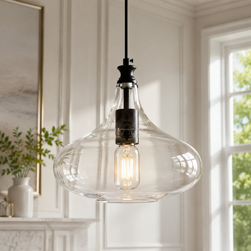 Contemporary Industrial Glass Pendant Light in Multiple Shapes