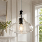 Contemporary Industrial Glass Pendant Light in Multiple Shapes