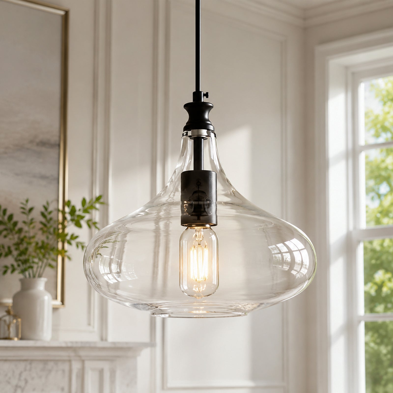 Contemporary Industrial Glass Pendant Light in Multiple Shapes