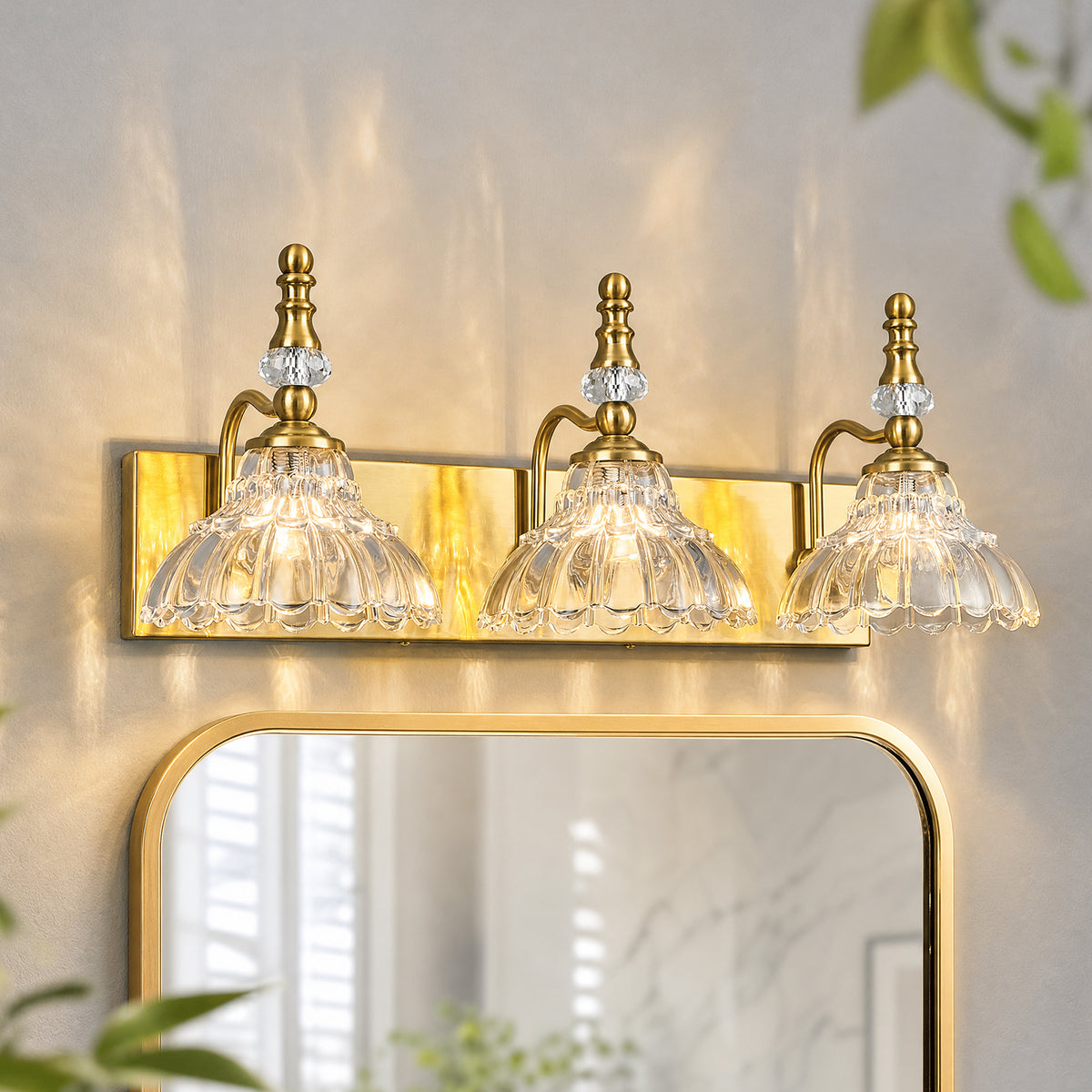 Vintage Clear Flower Glass Shade  Bathroom Vanity