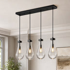 Raindrop Clear Solid Glass Adjustable Suspension Cord Pendant Light